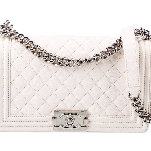 Chanel Boy Bag in White with Silver Hardware - Picture 1 of 1